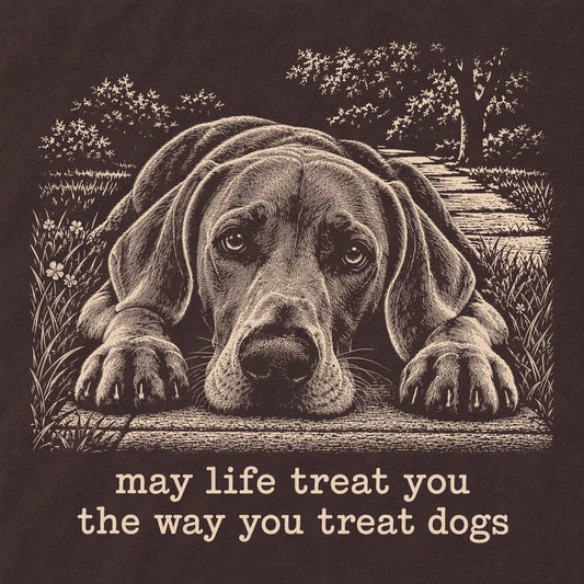 Weimaraner Karma crewneck sweatshirt in Dark Chocolate — Design Detail