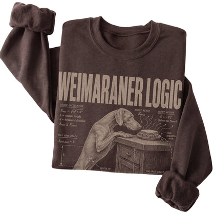 Dark Chocolate Weimaraner Logic sweatshirt folded detail