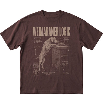 Dark Chocolate Weimaraner Logic T-Shirt laid flat