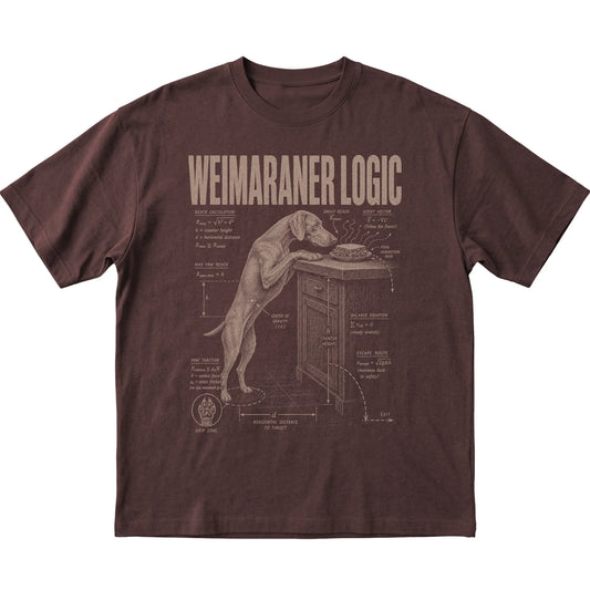 Dark Chocolate Weimaraner Logic T-Shirt laid flat