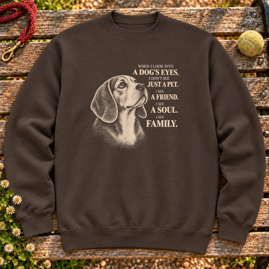 Dark Chocolate Gildan® crewneck sweatshirt featuring the Beagle More Than a Pet design.