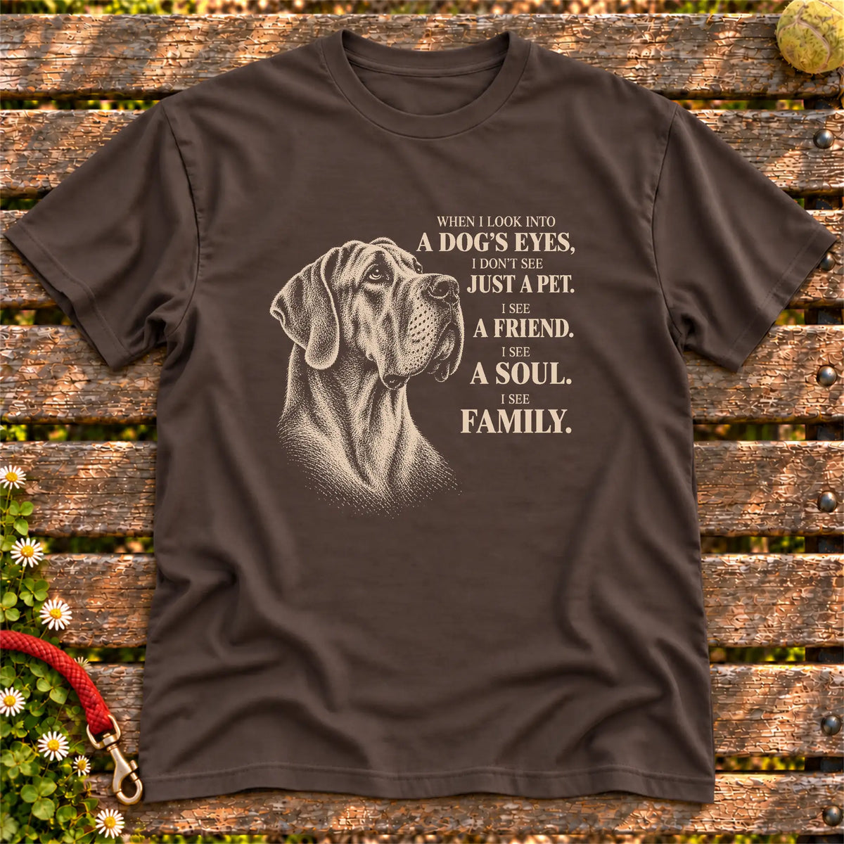 Dark Chocolate Gildan® Softstyle T-shirt featuring the Great Dane More Than a Pet design.