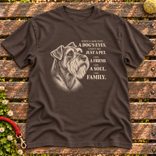 Dark Chocolate Gildan® Softstyle T-shirt featuring the Schnauzer More Than a Pet design.