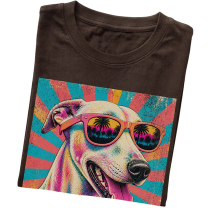 Folded Dark Chocolate softstyle T-shirt with a Retro Whippet Mama design