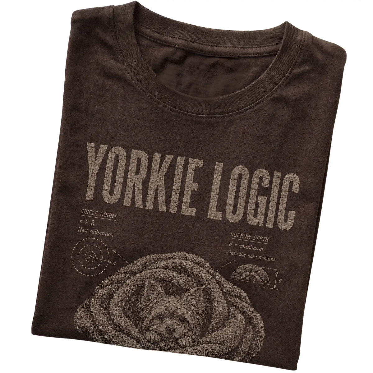Dark Chocolate Yorkie Logic T-Shirt folded detail