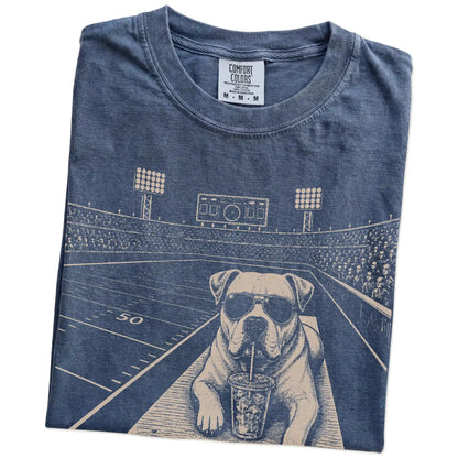 Folded Denim Comfort Colors® T-shirt showing American Bulldog ready for football and tailgate season