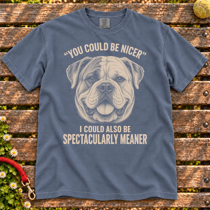American Bulldog Guard Dog design on a Denim Comfort Colors T-shirt, shown flat