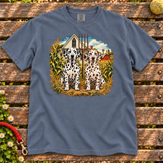 American Dogthic Dalmatian farmhouse design on a Denim Comfort Colors® T-shirt