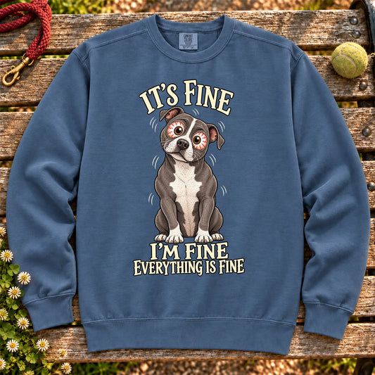 Pitbull Everything Is Fine Comfort Colors sweatshirt in Denim