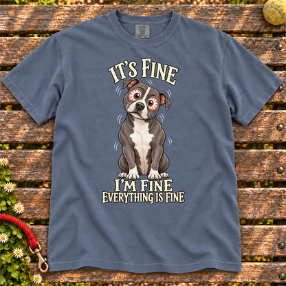 Pitbull Everything Is Fine Comfort Colors T-shirt in Denim flat lay