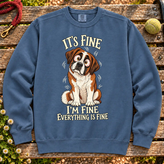 Saint Bernard Everything Is Fine Comfort Colors sweatshirt in Denim