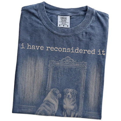 Folded Denim Comfort Colors® T-shirt showing “the answer is still no” australian shepherd design