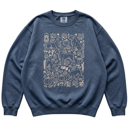 Denim Rottweiler Fall Leaves shirt laid flat