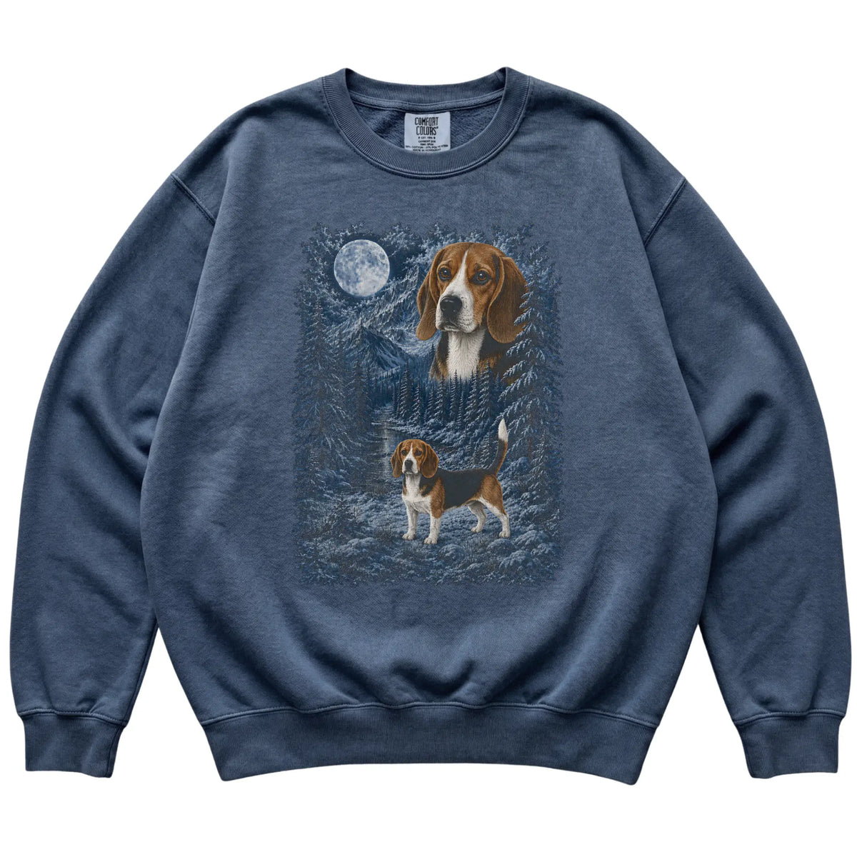 Beagle Forest Moon Sweatshirt in Denim