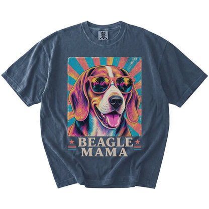 Retro Beagle Mama design on a Denim Comfort Colors T-shirt