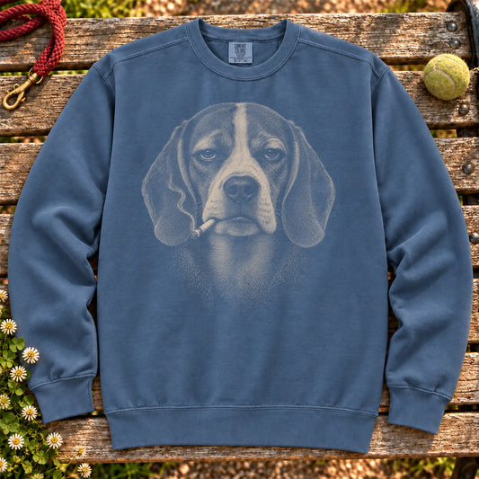 Beagle smoking design on a Denim sweatshirt