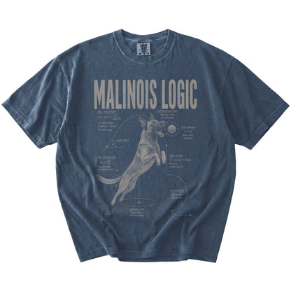Denim Belgian Malinois Ball Logic T-Shirt laid flat