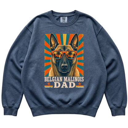 Retro Belgian Malinois Dad design on a Denim Comfort Colors sweatshirt