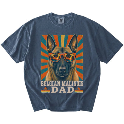 Retro Belgian Malinois Dad design on a Denim Comfort Colors T-shirt