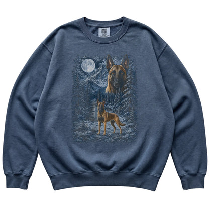 Belgian Malinois Forest Moon Sweatshirt in Denim
