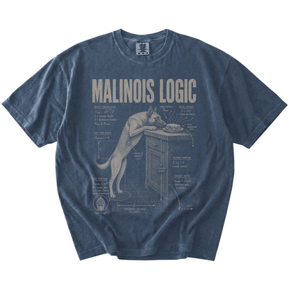 Denim Belgian Malinois Logic T-Shirt laid flat