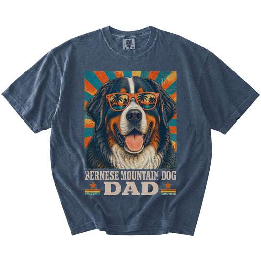 Retro Bernese Mountain Dog Dad design on a Denim Comfort Colors T-shirt