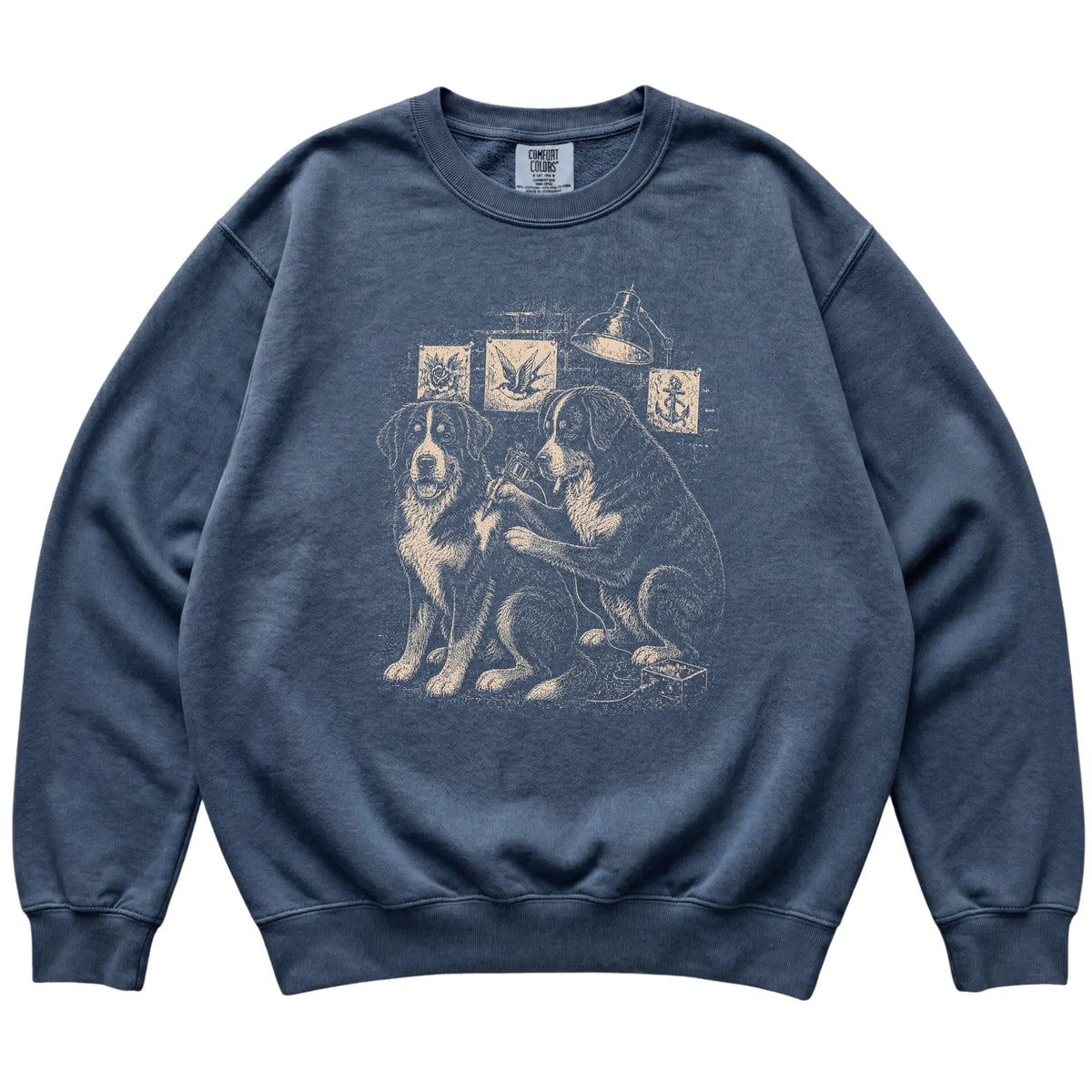 Denim Bernese Mountain Dog Dog Tattoo Artist shirt laid flat