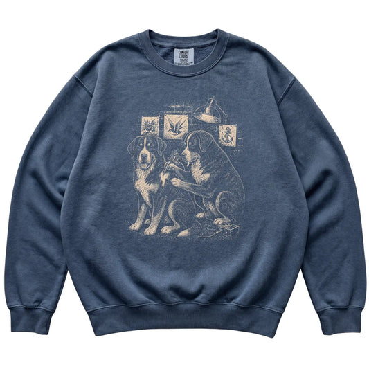 Denim Bernese Mountain Dog Dog Tattoo Artist shirt laid flat
