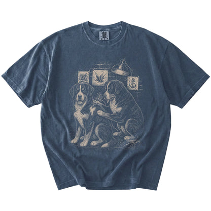 Denim Bernese Mountain Dog Tattoo t-shirt laid flat
