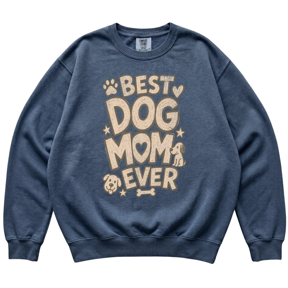 Denim Best Dog Mom Ever laid flat