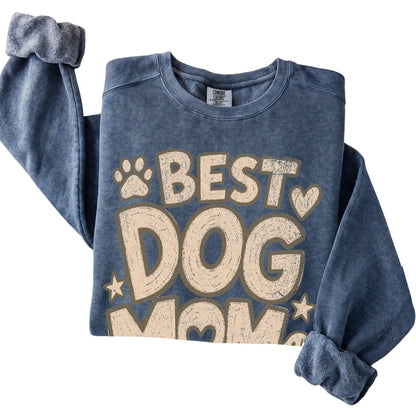 Denim Best Dog Mom Ever folded detail
