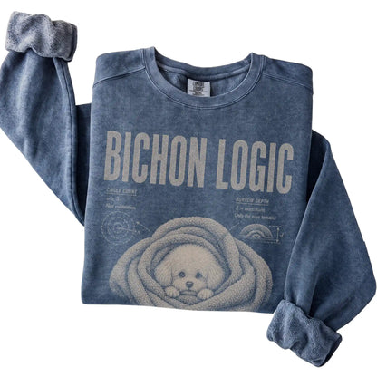 Denim Bichon Frise Logic sweatshirt folded detail