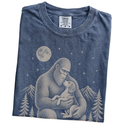 Folded Bigfoot and Beagle T-Shirt in Denim