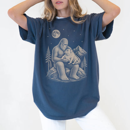 Person wearing the Bigfoot and Bulldog T-Shirt in Denim