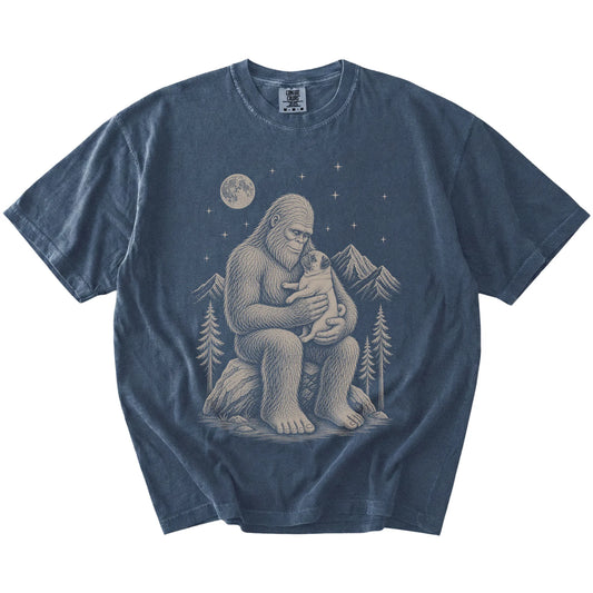 Bigfoot and Pug T-Shirt in Denim
