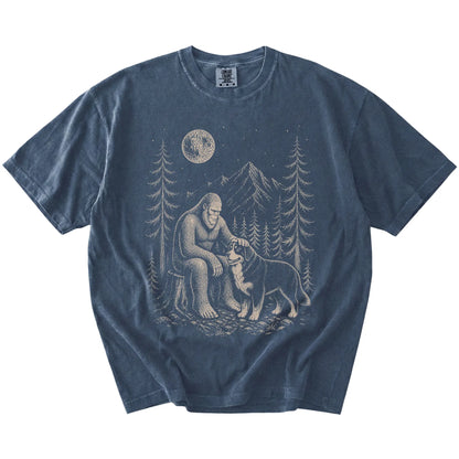 Bernese Mountain Dog and Bigfoot T-Shirt in Denim