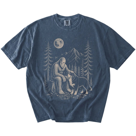 Bernese Mountain Dog and Bigfoot T-Shirt in Denim