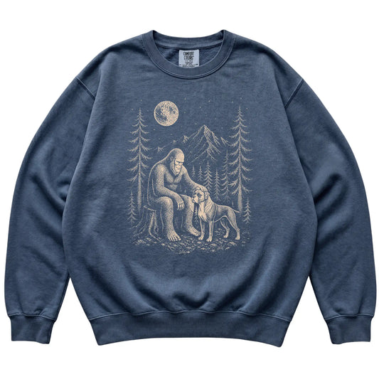 Boxer and Bigfoot Sweatshirt in Denim