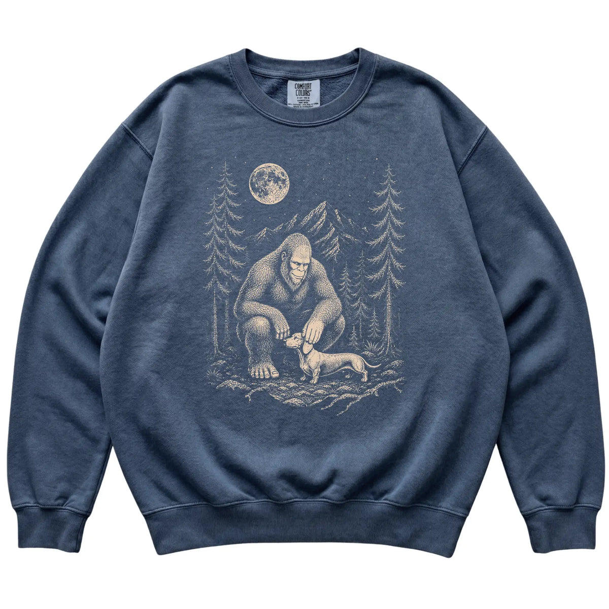 Dachshund and Bigfoot Sweatshirt in Denim