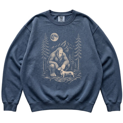 Dachshund and Bigfoot Sweatshirt in Denim