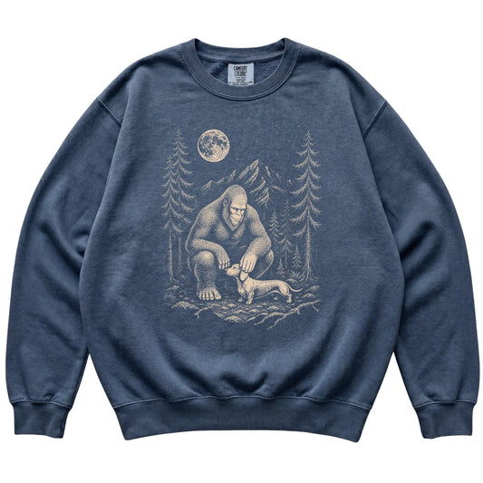 Dachshund and Bigfoot Sweatshirt in Denim