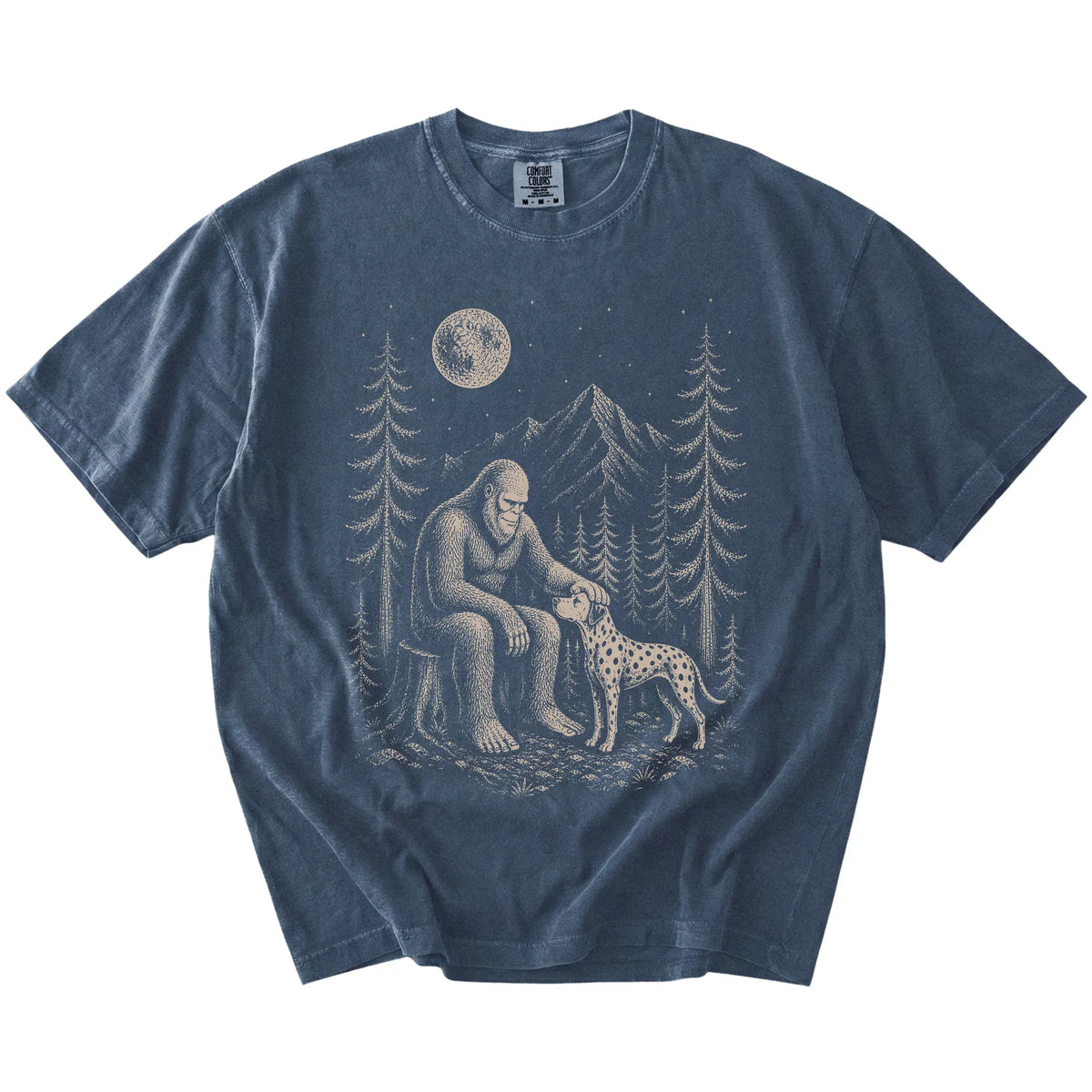 Dalmatian and Bigfoot T-Shirt in Denim