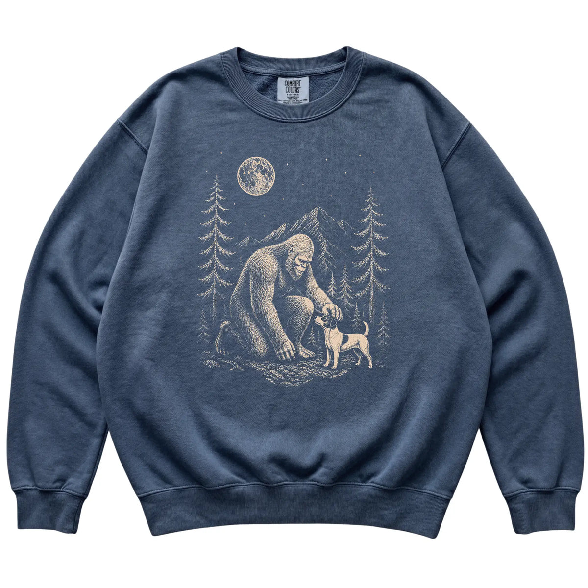 Jack Russell and Bigfoot Sweatshirt in Denim