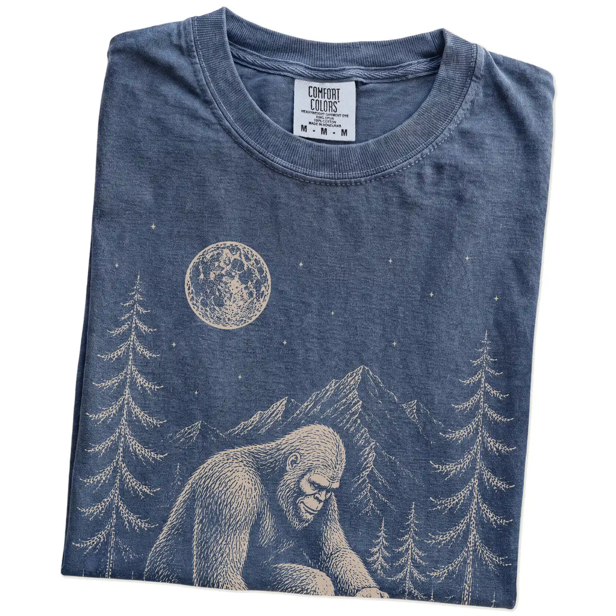 Folded Jack Russell and Bigfoot T-Shirt in Denim