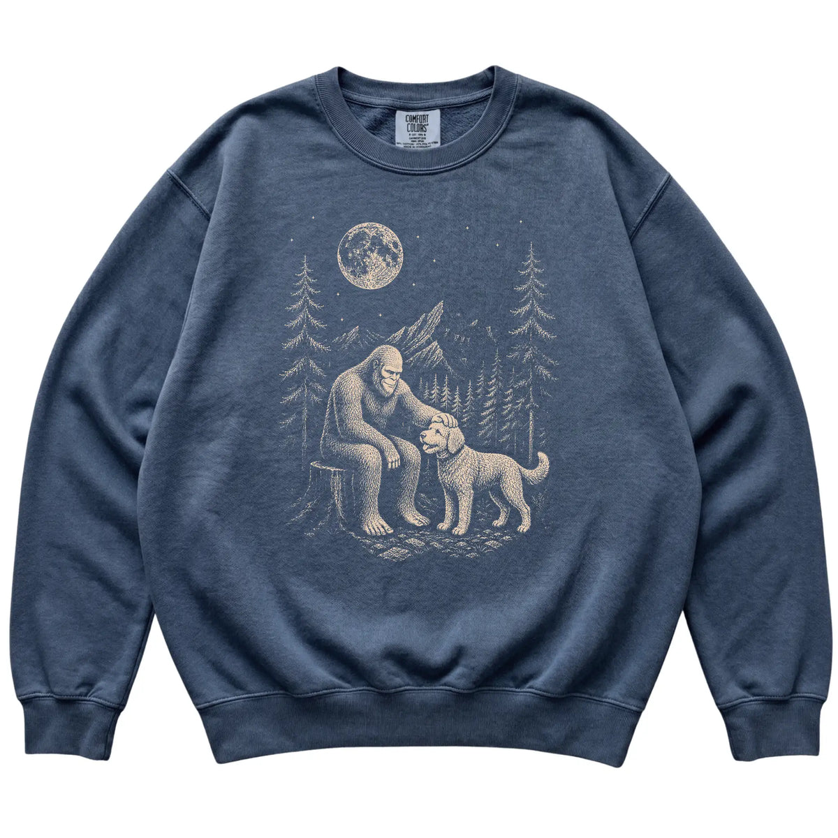 Labradoodle and Bigfoot Sweatshirt in Denim