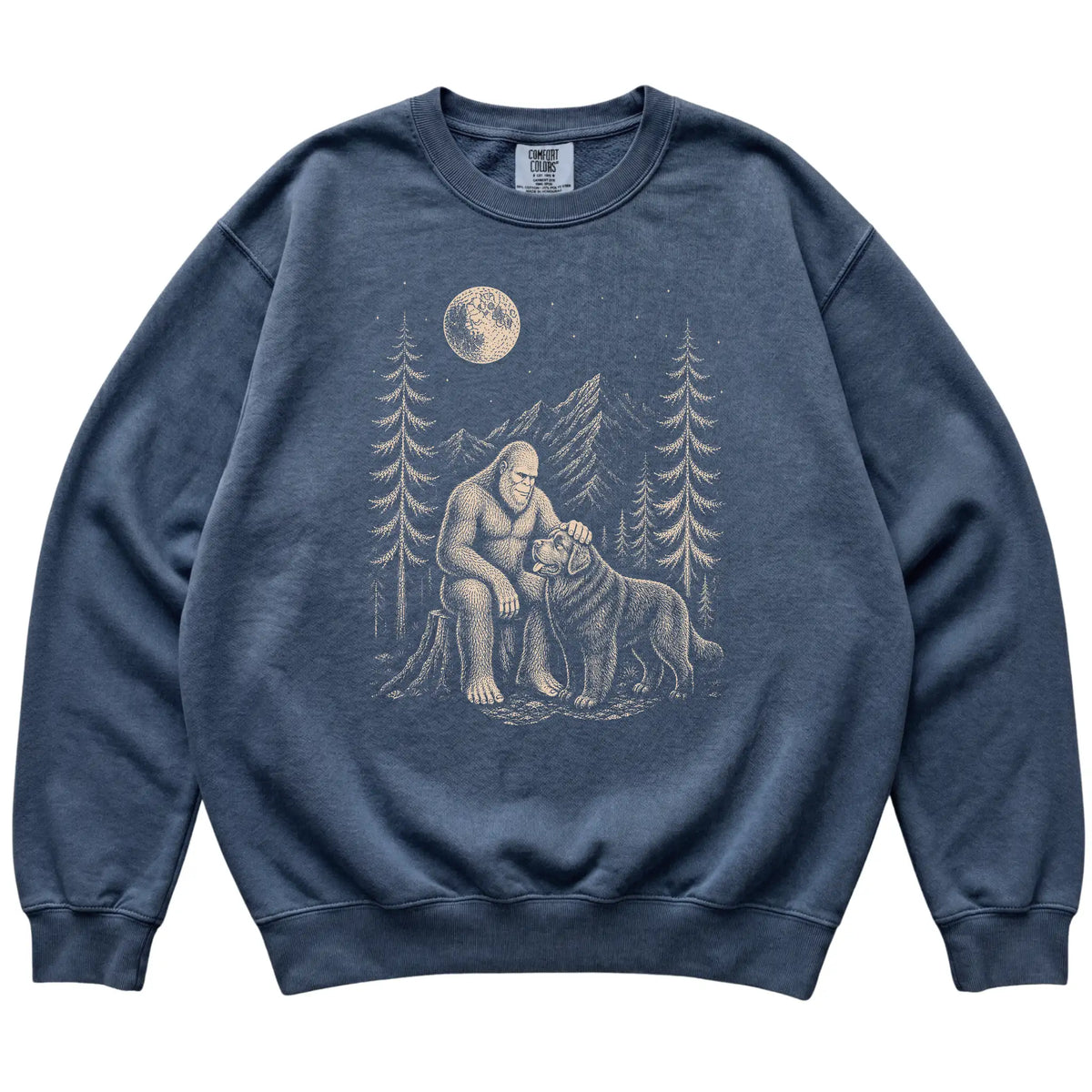 Newfie and Bigfoot Sweatshirt in Denim
