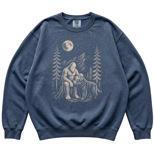 Newfie and Bigfoot Sweatshirt in Denim