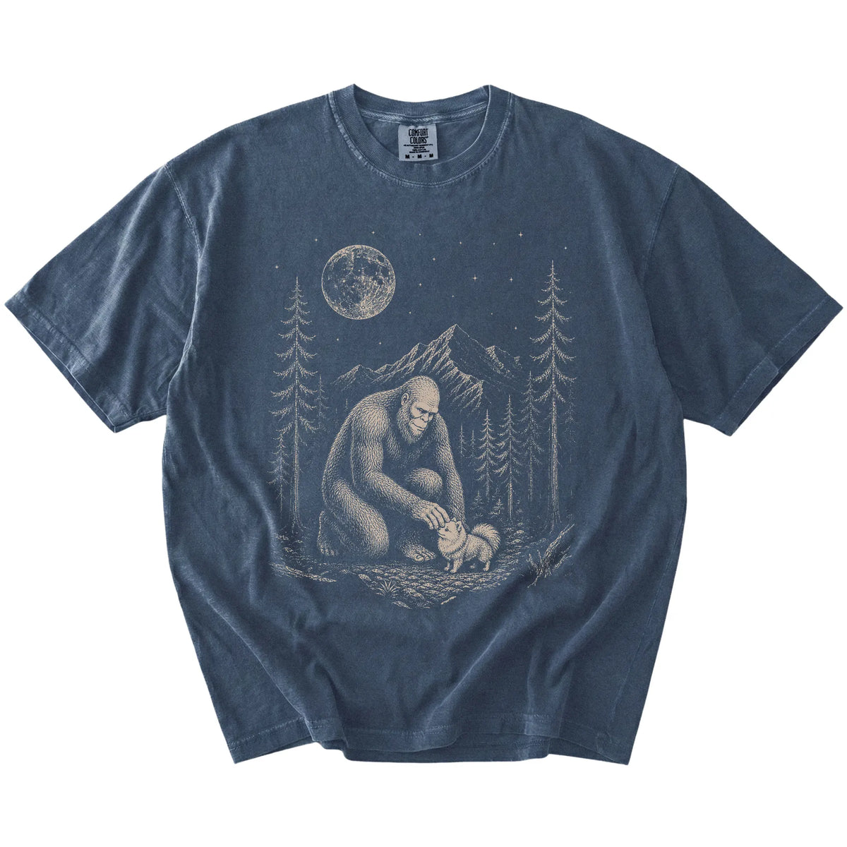 Pomeranian and Bigfoot T-Shirt in Denim