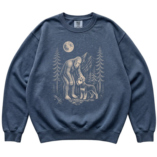 Schnauzer and Bigfoot Sweatshirt in Denim