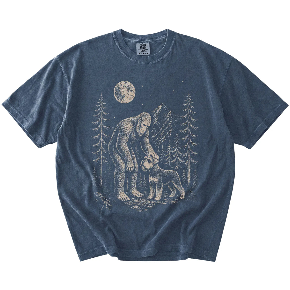 Schnauzer and Bigfoot T-Shirt in Denim